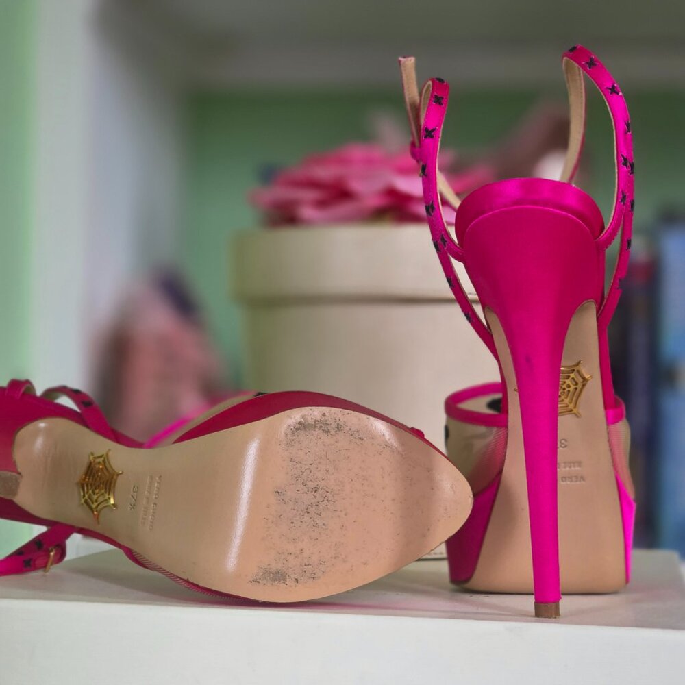 Charlotte Olympia "Paris" heels – Fuchsia satin, EU 37.5 (US 7.5) - Picture 10 of 16